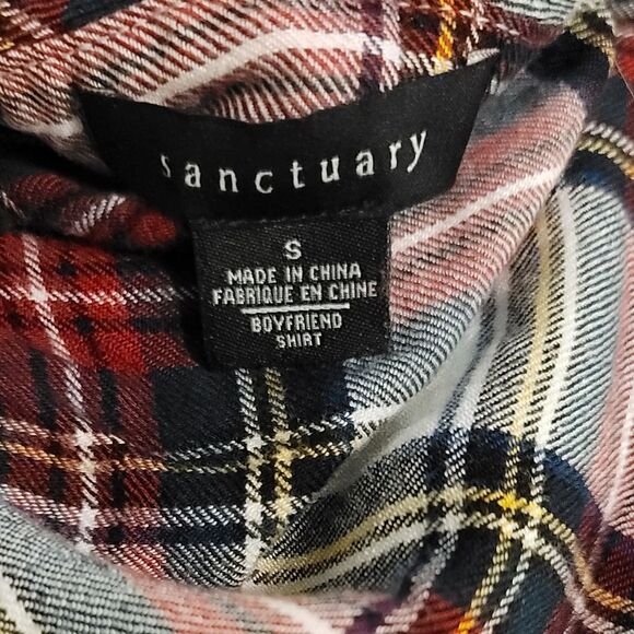 Sanctuary Plaid Button Down Shirt Size Small - Picture 2 of 6